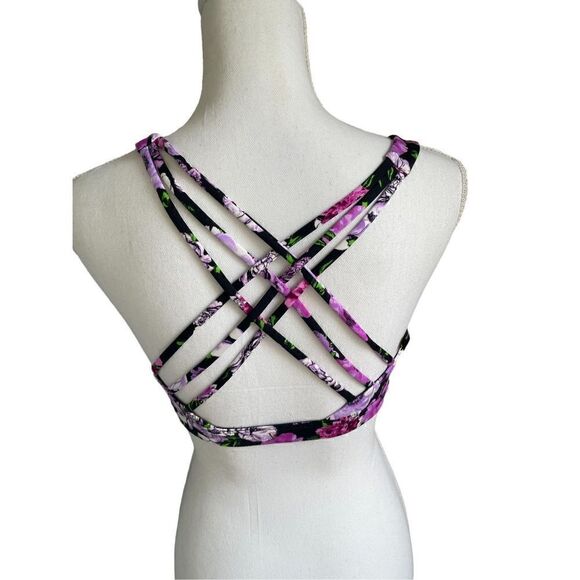 Victoria Secret Pink Strappy Racerback Bra size M Pink/ Multi / Floral Sports - Picture 2 of 12